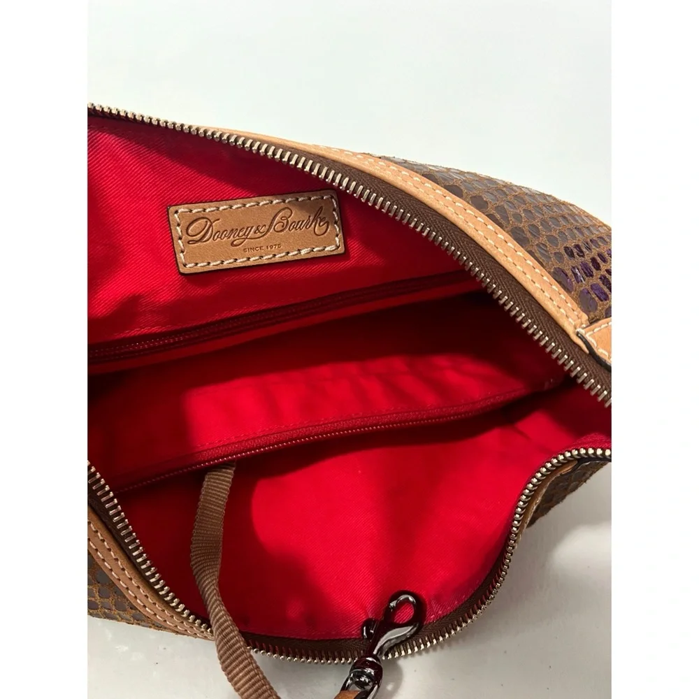 Dooney & Bourke Brown Embossed Snakeskin Shoulder Handbag - Picture 8 of 11